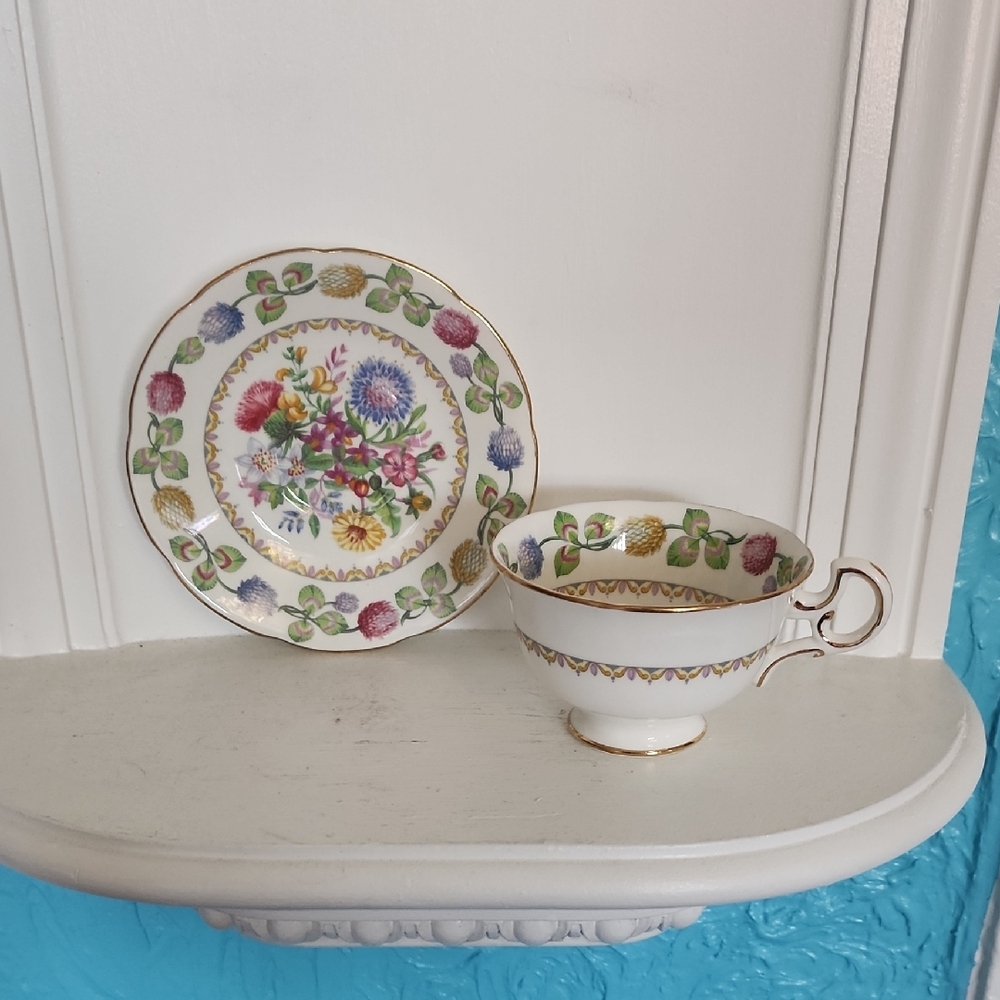 Adderley Floral Teacup and Saucer Set